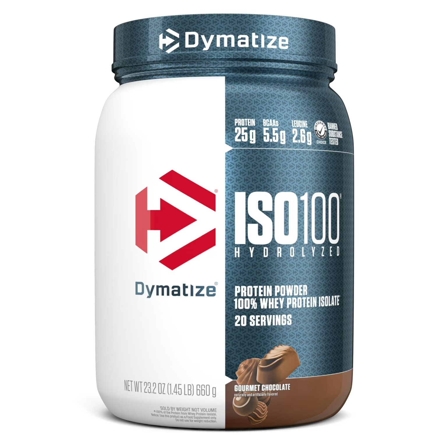 ISO100 Hydrolyzed Dymatize, (20 servidas) disponible en GNC Ecuador. Ideal para recuperación muscular post-entrenamiento.