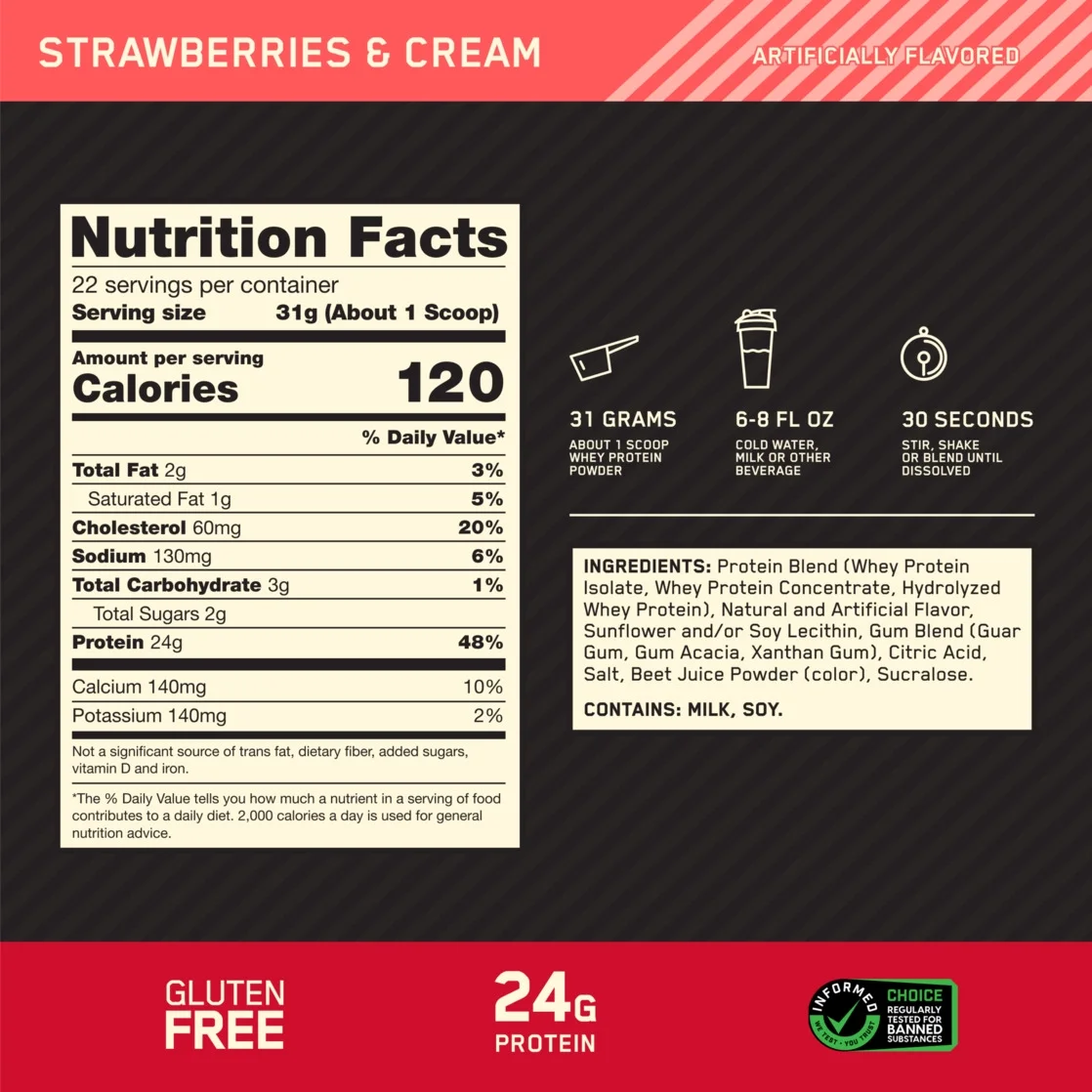 GOLD STANDARD 100% WHEY 22 servings - GNC Ecuador